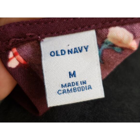 Old Navy Fit & Flare Dress Women's Medium Purple Floral Crew Neck Long Sleeve - Picture 3 of 13